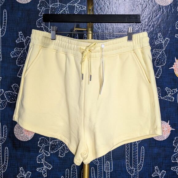 NWT Jonathan Simkhai Standard Evie Terry Sweat Shorts Lemon Women's Size XL - Picture 5 of 10